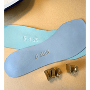 Personalised Luxury Leather Insoles from Alice Bow with the wedding date in letters or numbers