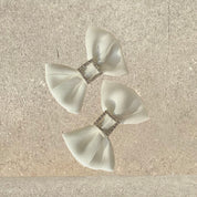 Alice Bow Bridal Shoe Clip - White Satin and Diamante Bow Shoe Clips