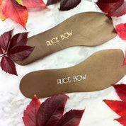 Alice Bow Insoles for High Heels and Flats in shimmery chestnut brown leather