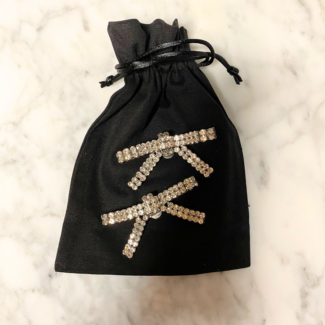 Diamante Bow Shoe Clips - Alice Bow