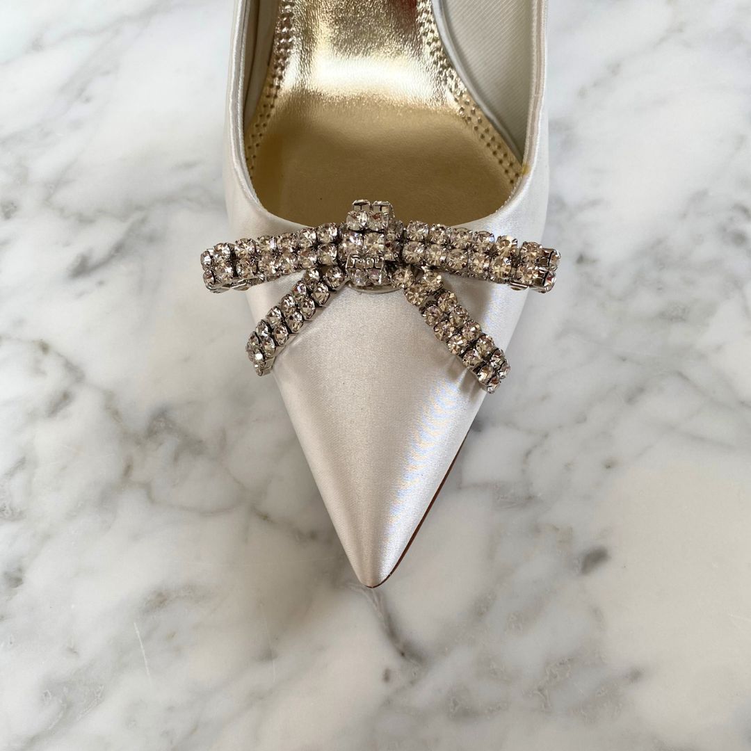 Diamante Bow Shoe Clips - Alice Bow