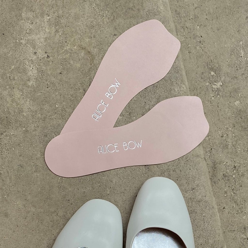 Alice Bow Heel Support Insoles for Flat Shoes Ballet Pink - with heel pads useful for plantar fasciitis and sore heels