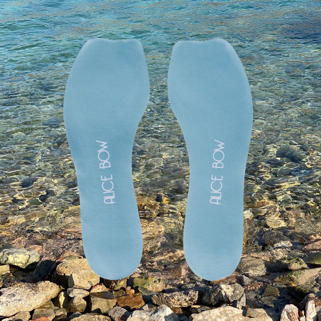 Alice Bow Insoles for High Heels and Flats with slim full length padding - Grecian Blue