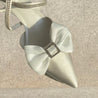 White Satin and Diamante Bow Shoe Clips - Alice Bow