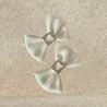 White Satin and Diamante Bow Shoe Clips - Alice Bow