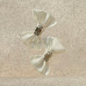 White Satin and Diamante Bow Shoe Clips - Alice Bow